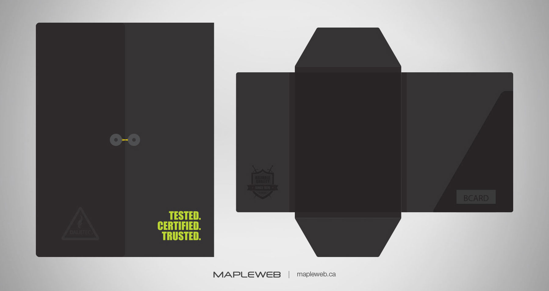Daletec Folder and Open Black Box Brand design by Mapleweb